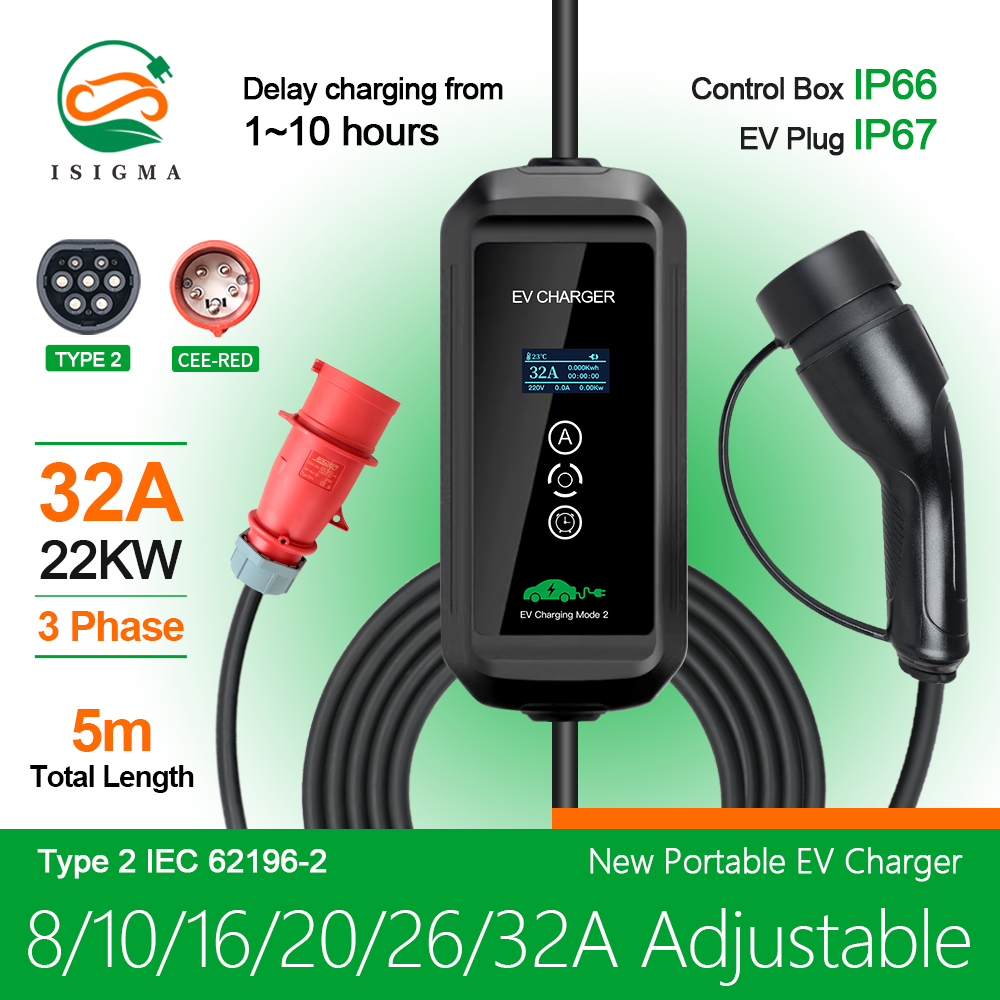 Ev Charger Type 2 22Kw 32A 3 Phase - EV-Ladegerät, 22 kW, 3-Phasen-Typ, 2-Stecker, EVSE-Ladegerät,