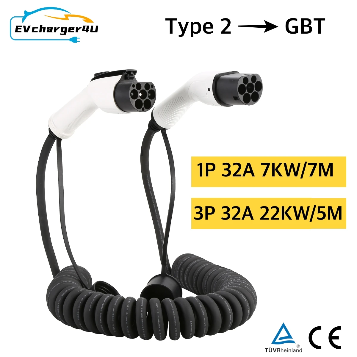 EVcharger4U 5M/7M Spirale EV L – Ev Charger Type 2 22Kw 32A 3 Phase Bewertung und Preis